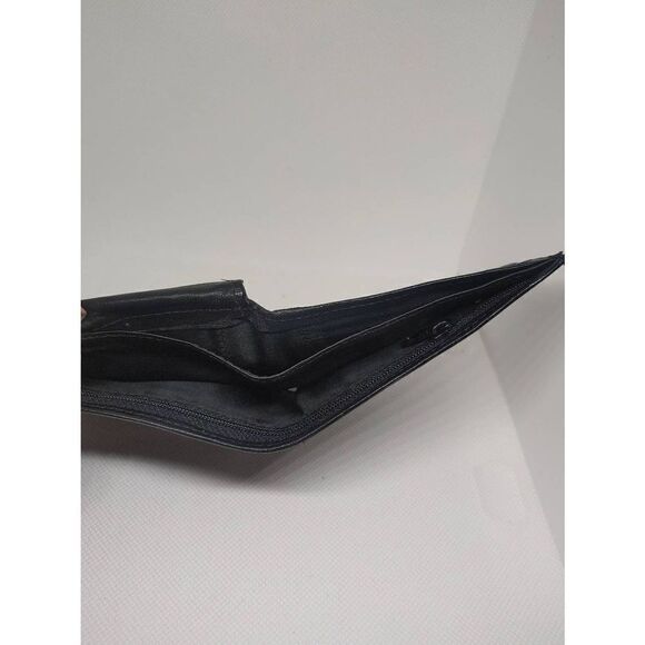 Unisex Handcrafted Genuine Leather Black Bifold W/ Snap Wallet - Picture 7 of 12